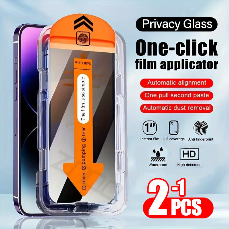 1-2 ชิ้นตัวป้องกันหน้าจอความเป็นส่วนตัวกระจกนิรภัยสําหรับiPhone 15 14 13 12 11 Pro Max Plusฝุ่นติดตั้งฟรีAnti-Spy Protector
