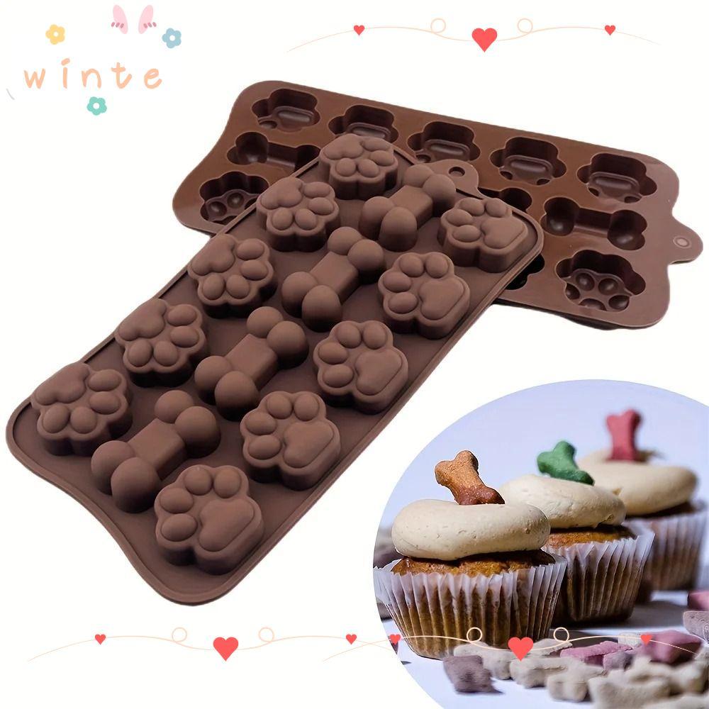 WINTE ช็อกโกแลตแม่พิมพ์,ซิลิโคนสุนัขกระดูกแมวเค้กเบเกอรี่เครื่องมือ,Reusable DIY 14 -ตารางอุณหภูมิความต้านทาน -40 ~ 230°C ลูกอมถาดน้ําแข็ง