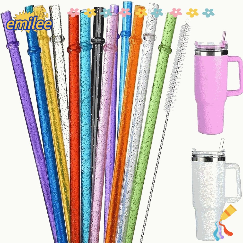 EMILEE 1PC Glitter Straw, รถ Travel Cup ถ้วยฟางอุปกรณ์เสริมผงทองหลอดพลาสติก, ของขวัญแบบพกพานํากลับมา