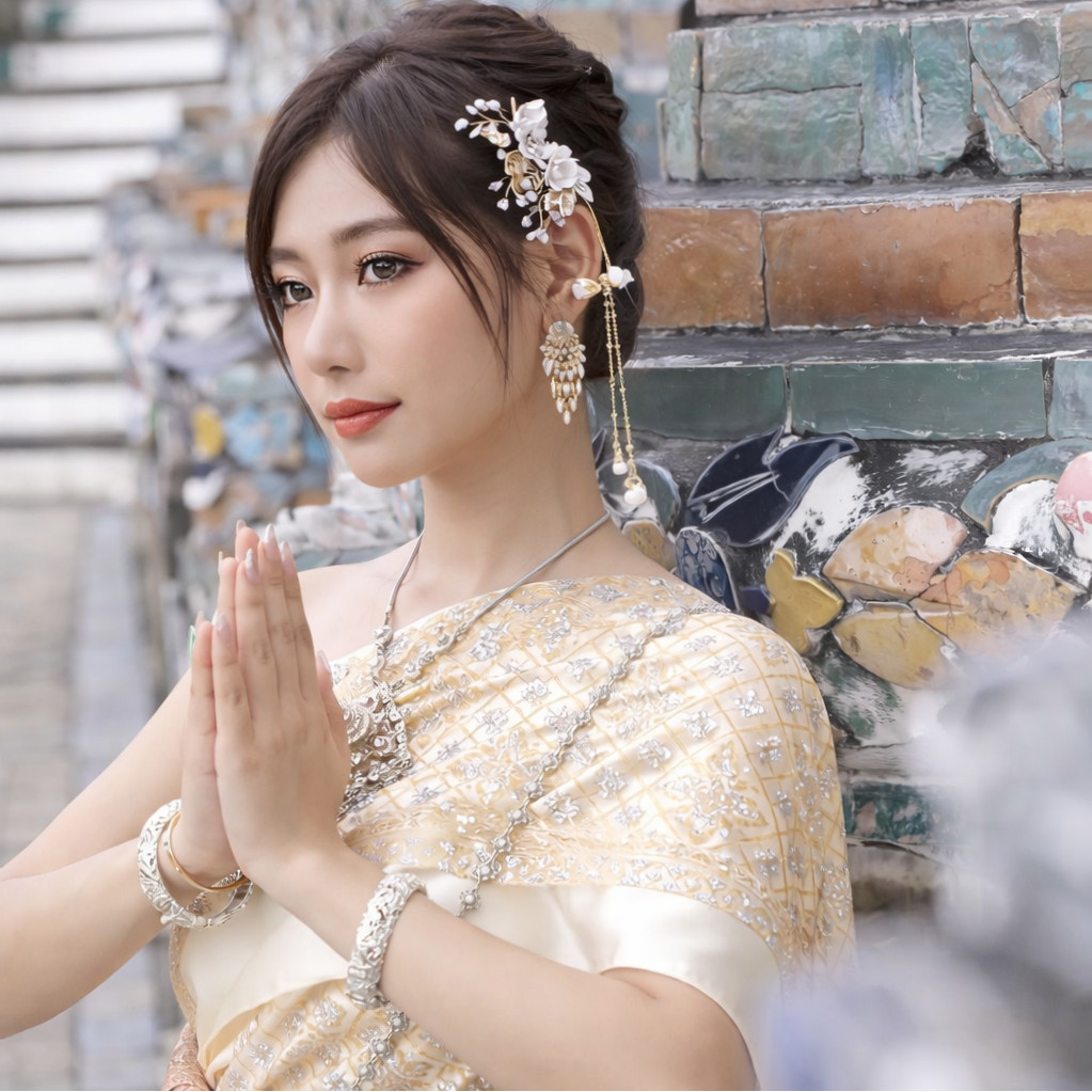 ต่างหูดอกไม้ห้อยระย้า สำหรับผู้หญิง สไตล์หรู ใส่ออกงาน งานแต่ง งานรำ