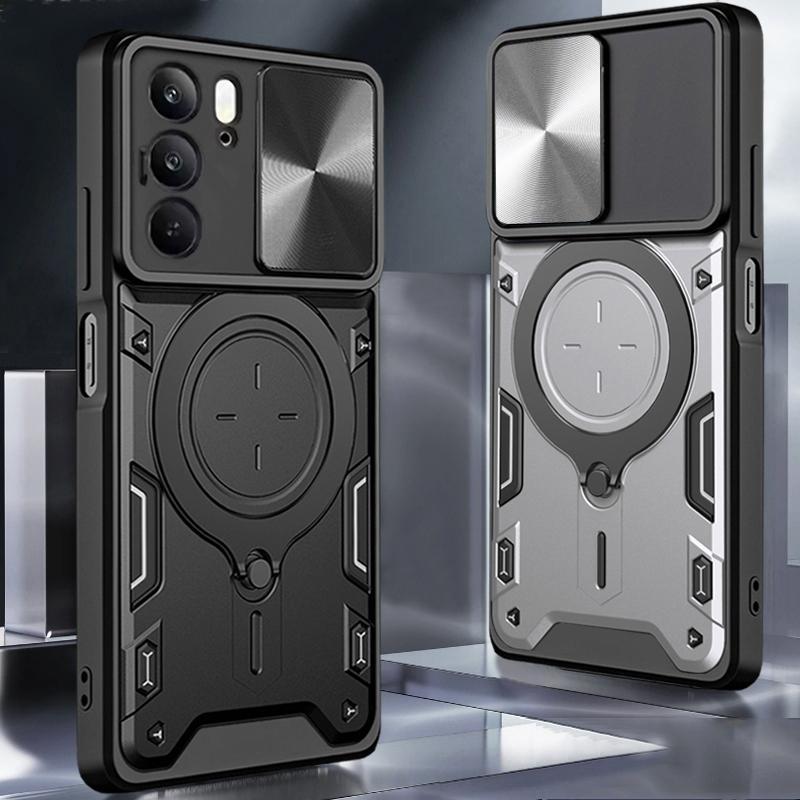 กันกระแทก Heavy Hard เคสโทรศัพท์พร้อมขาตั้งโลหะเหมาะสําหรับ Realme C85 C75 C71 C67 C65 C63 C61 C55 C