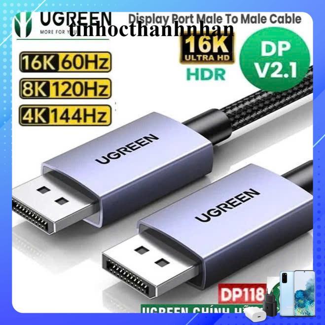 Ugreen Displayport to delayport 2.1 สาย Ugreen 25862 15384 15383 DP118 ยาว 3m 2m 1m หัวโลหะผสมสายร่ม