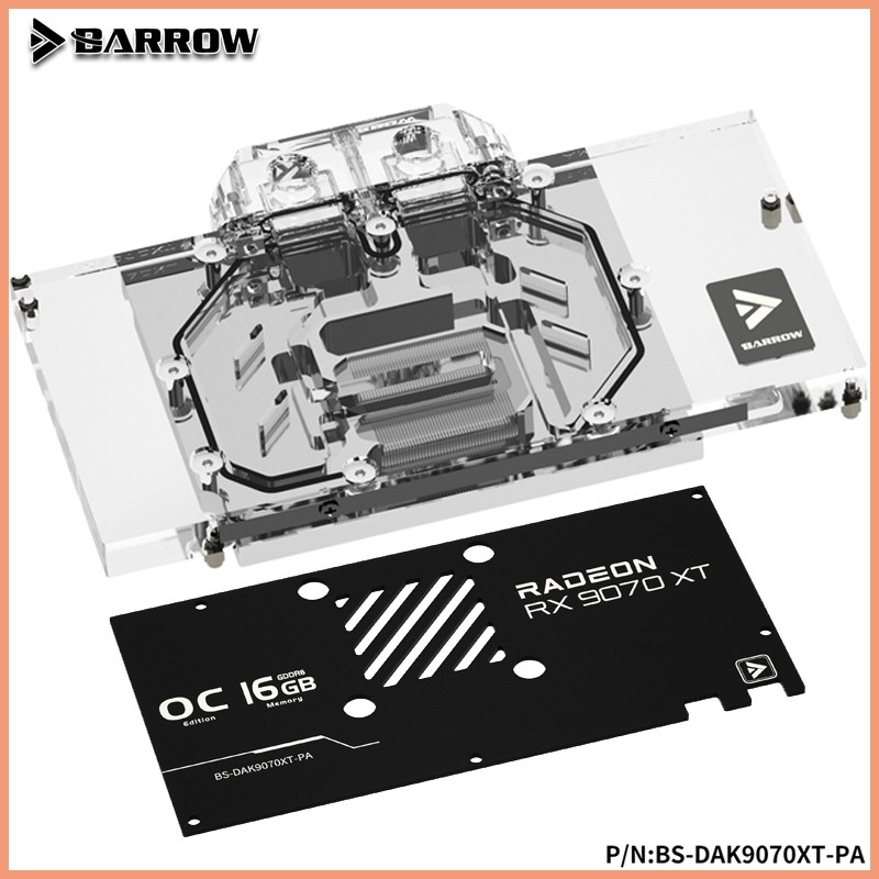 Barrow GPU Water Block สําหรับ PowerColor Hellhound Spectral White / Reaper RX 9070 XT 16GB การ์ด / 
