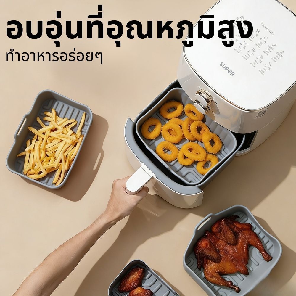 อากาศทอดกระทะพิเศษซิลิโคน Bakeware สแควร์น้ำมันหลักฐานเสื่อเสื่อเบเกอรี่นำมาใช้ใหม่ 17.5 / 20.5 ซม. ขนาดคู่ตัวเลือก