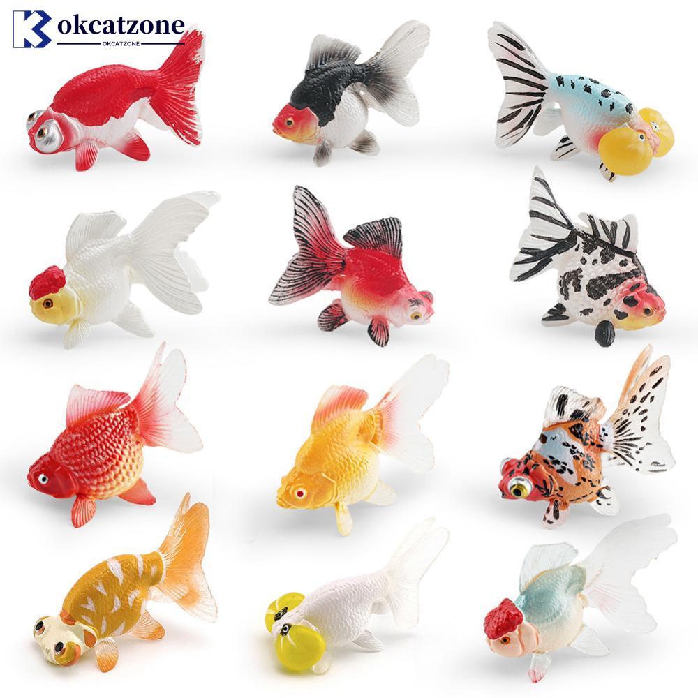 OKCATZONE ประดิษฐ์ปลาทอง Clown ปลา Mini Aquarium เครื่องประดับ PVC Sea Life ของเล่นสําหรับเด็กการศึก
