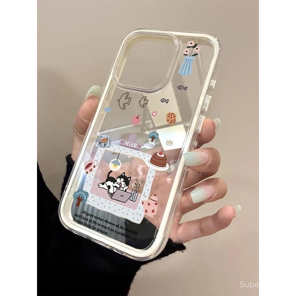 เคสโทรศัพท์เหมาะสําหรับiPhone 7 8 X XS XR XSMAX 11 12 13 14 15 16 17 Pro max Plus Air Cake Cat Shock