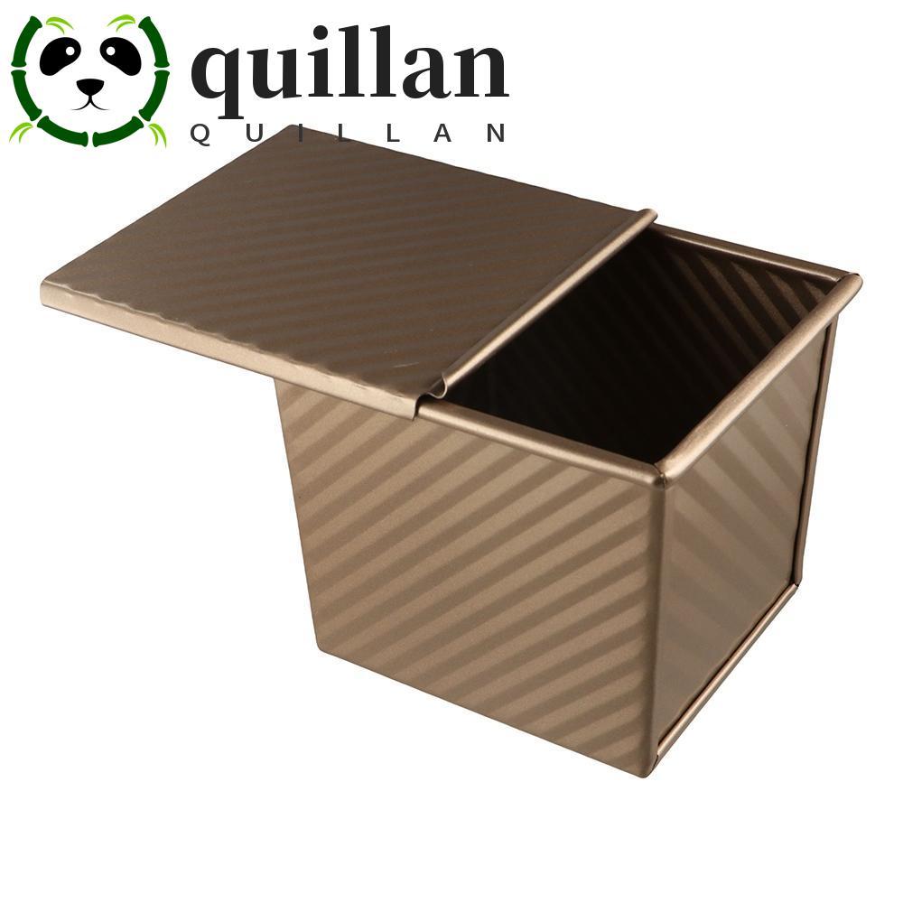 QUILLAN กระทะก้อนลูกฟูกสี่เหลี่ยมพร้อมฝาปิด Light Gold Cube Toast Box, DIY Non-Stick Mini เหล็กคาร์บ
