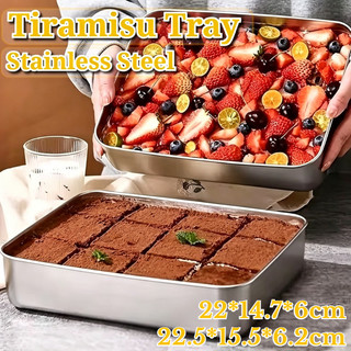 Stainless Steel Tiramisu Mold Cake Tray with Lid Food Storage Container Cake Preservation Box Home Dessert Baking Tool