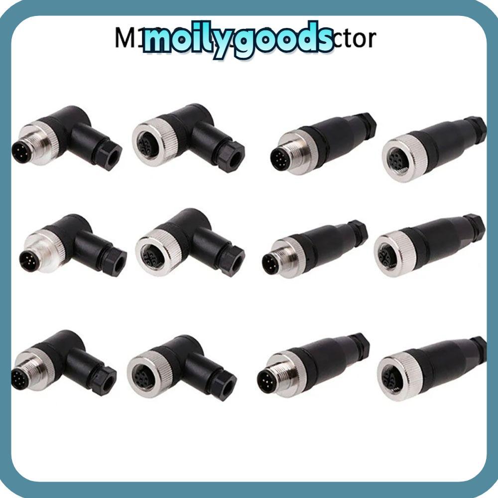 MOILYHD M12 Sensor Connector, 4 5 8 Pin Connector M12 ปลั๊กการบิน, M12 Sensor Cable Connector Power 