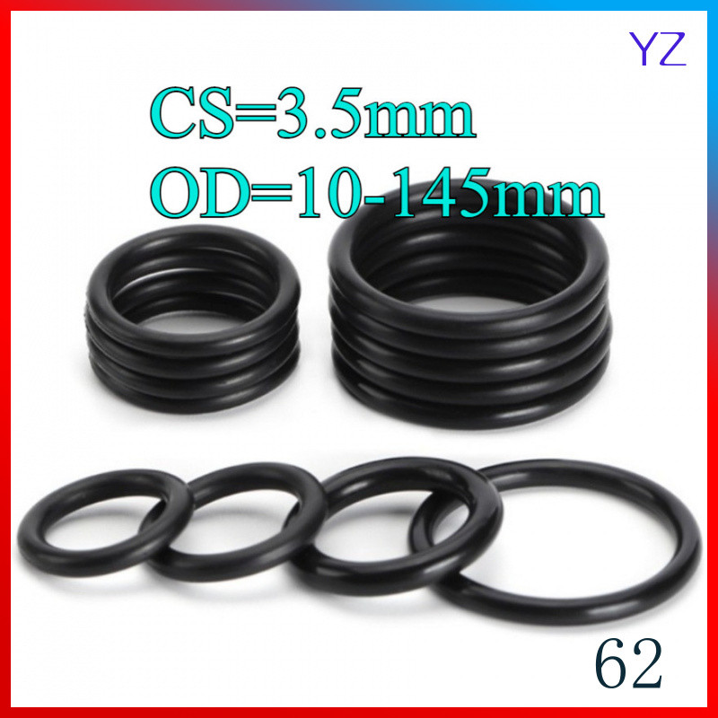 ยางฟลูออรีนโอริง FKM สีดํา CS3.5 มม.แหวนยาง โอริง OD10-145 มม. แหวนปิดผนึกน้ํามันไนไตร, ปะเก็นสีดํากันน้ําและทนอุณหภูมิสูงHN-MB-1