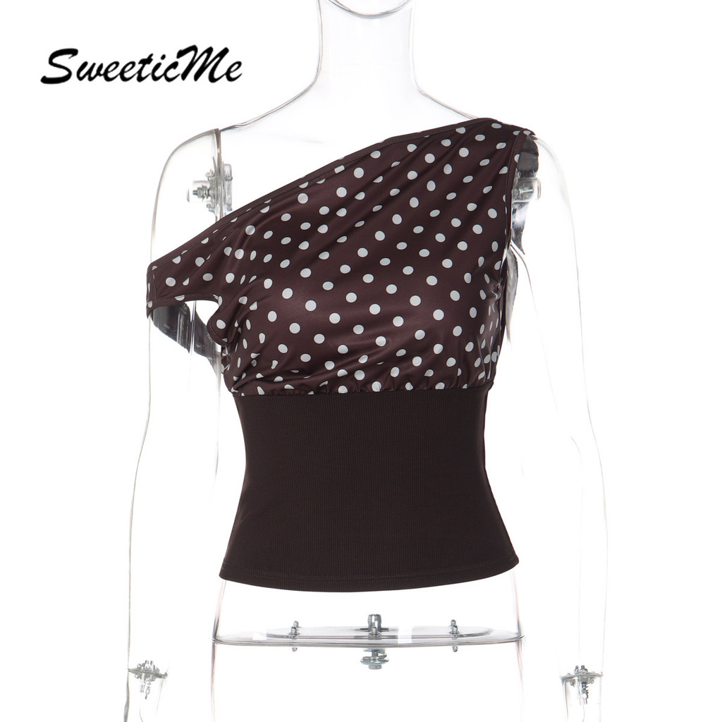เสื้อสตรี SweeticMe แบบสายเดี่ยวลายจุด สไตล์เซ็กซี่และแฟชั่นใหม่ — صورة 7
