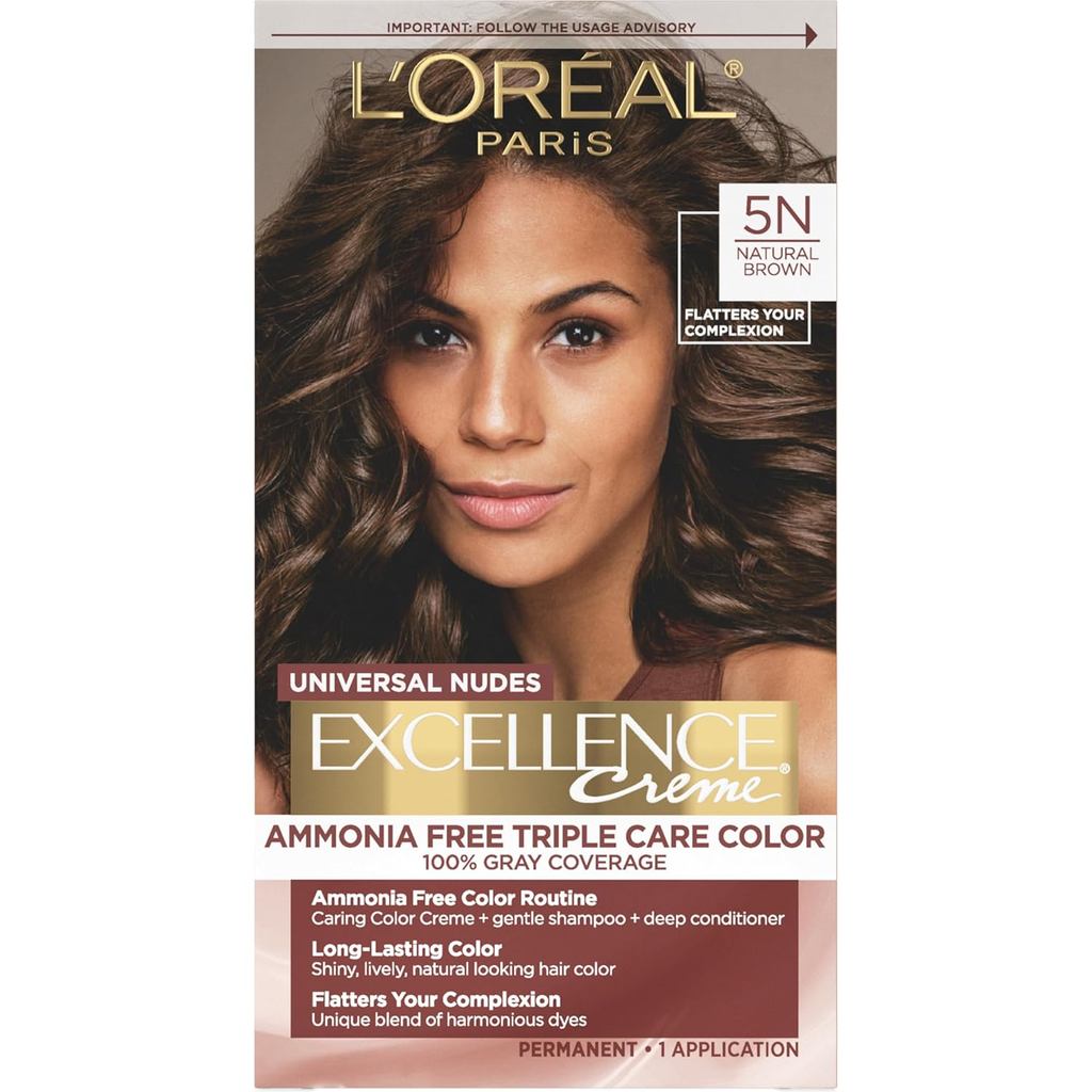 Lreal Paris Excellence Universal Nudes สีผมถาวร, ย้อมผมไร้แอมโมเนียสําหรับผมหงอก, สีน้ําตาลธรรมชาติ 