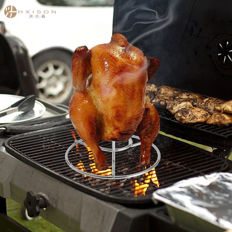 不锈钢烤鸡架 户外露营鸡架BBQ简易烧烤架烧烤小工具烘烤啤鸡架4.12Stainless Steel Chicken Roast Rack, Outdoor Camp Chicken Rack, Si