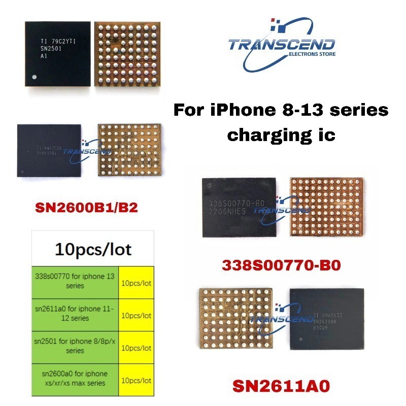 10pcs U3300 SN2600B1 SN2611A0 SN2501 338S00770 B0 ชาร์จ ic สําหรับ 12 14 11 Pro XS Max XSM XR 8 Plus