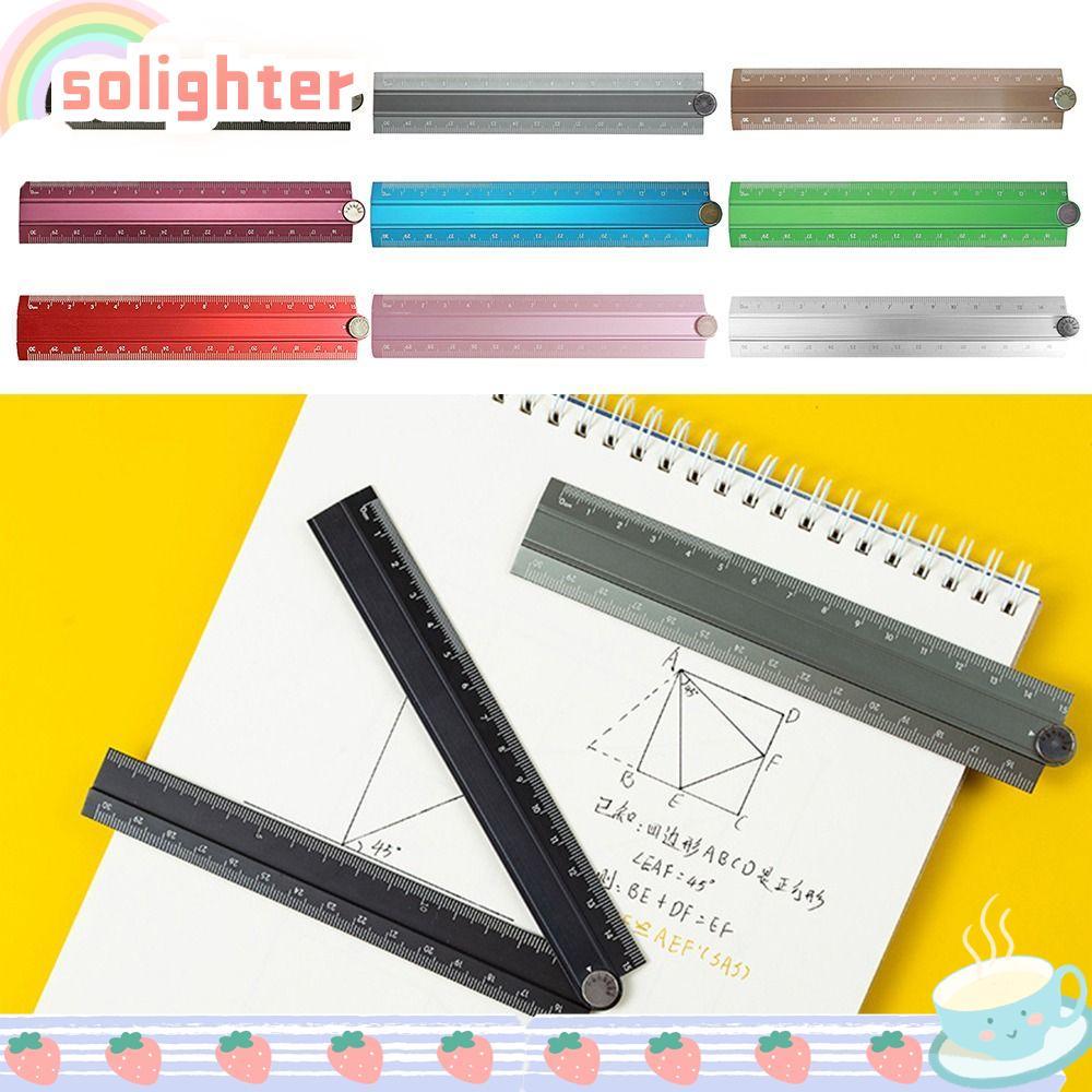 SOLIGHTER ไม้บรรทัดพับ, อลูมิเนียมอัลลอยด์มัลติฟังก์ชั่นไม้บรรทัดตรง, คุณภาพสูงวาด Measuirng เครื่องมือ 30 ซม. ไม้บรรทัดโลหะนักเรียน