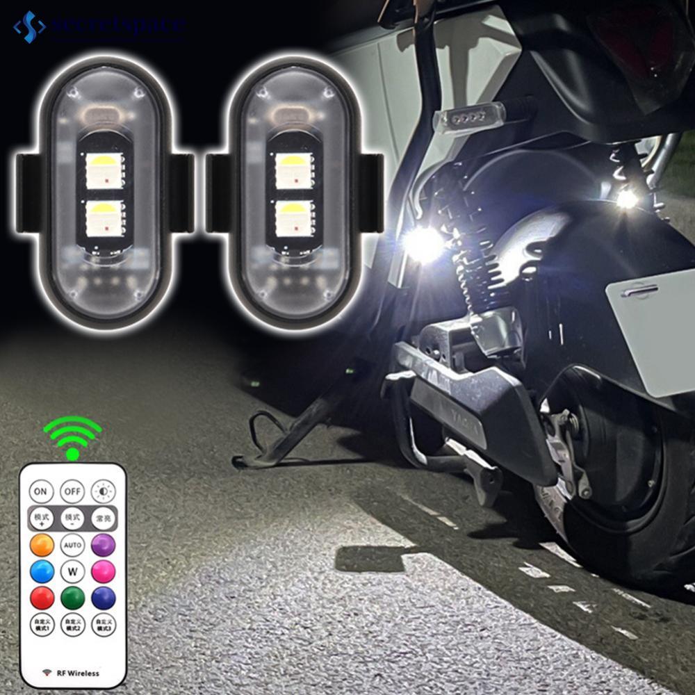 SECRETSPACE Universal รถจักรยานยนต์ RGB LED Strobe ไฟควบคุมสัญญาณไฟ LED ตําแหน่งแฟลชไฟเตือนไฟไร้สาย 