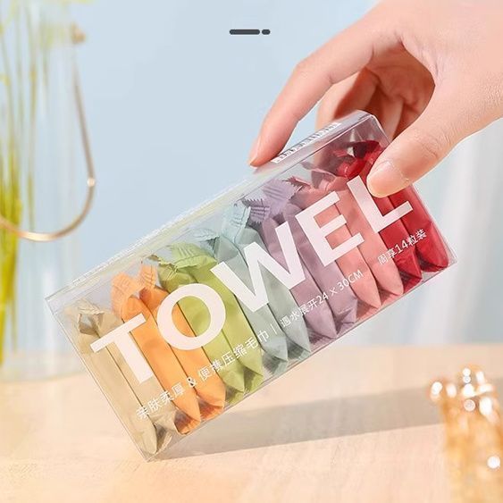 14-pack travel compressed towels, disposable face towels, thickened bath towels, portable cleansing 