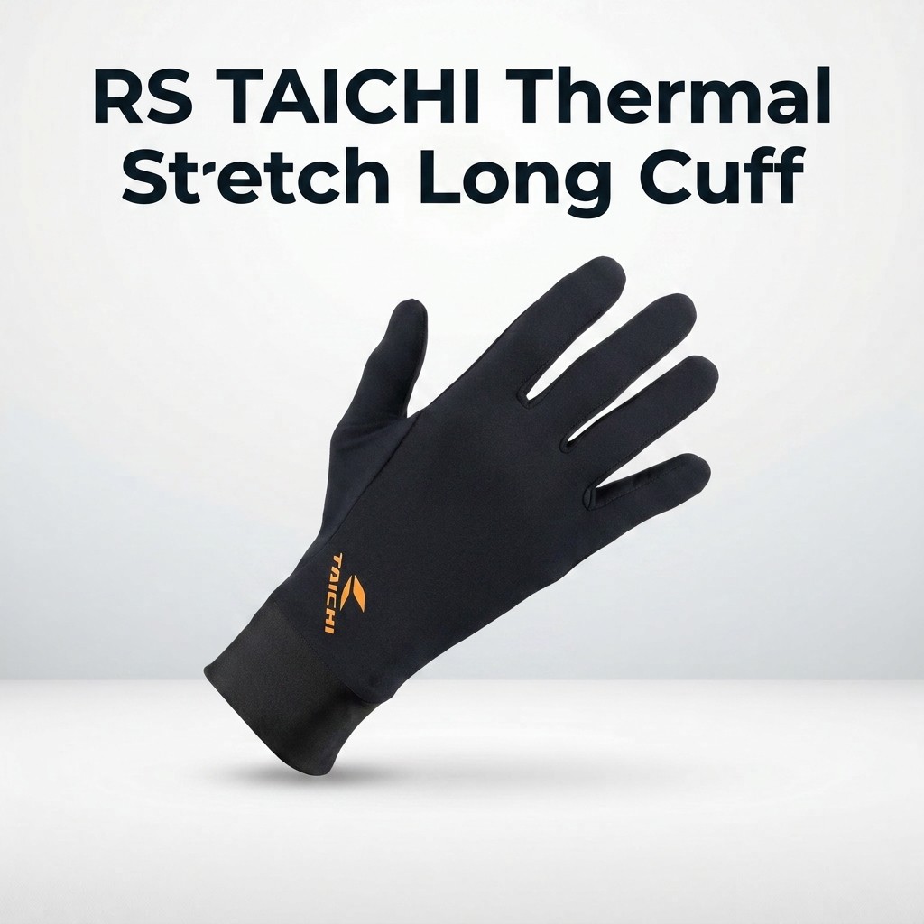 RS TAICHI Thermal Stretch Long Cuff Inner Gloves for Autumn/Winter Riding - RST131 BLACK S