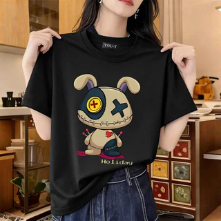 T42.SHOP🌸 สื้อยืด oversize เสื้อแฟชั่น เกาหลี โคตรนุ่ม ผ้าคอตตอน ลาย 'HOLIDAY' สินค้าใหม่ 2026