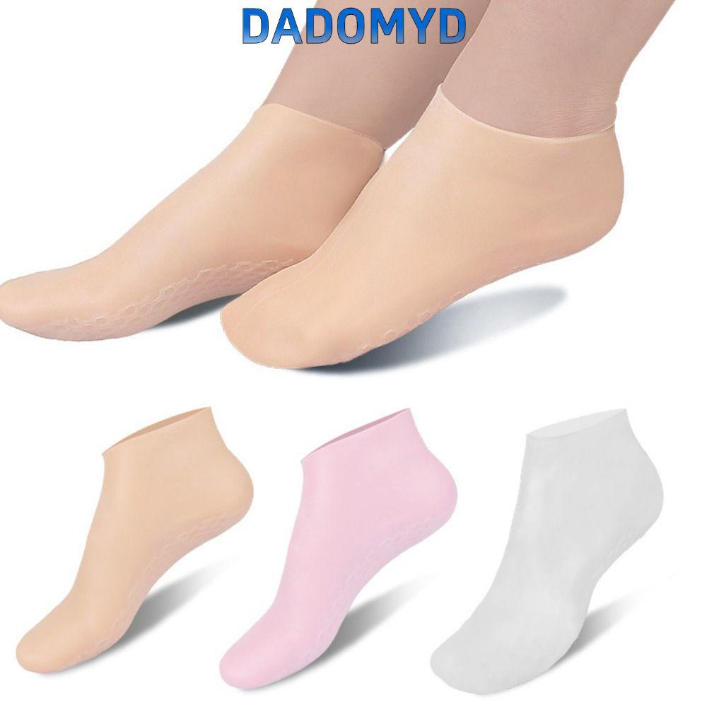 DADOMYD ถุงเท้าดูแลผิว, ซิลิโคนป้องกันการแตกร้าวซิลิโคนถุงเท้าให้ความชุ่มชื้น, เล็บเท้าชุ่มชื้นลบผิวที่ตายแล้วบรรเทาอาการปวดยาวป้องกันถุงเท้าเท้าสปา