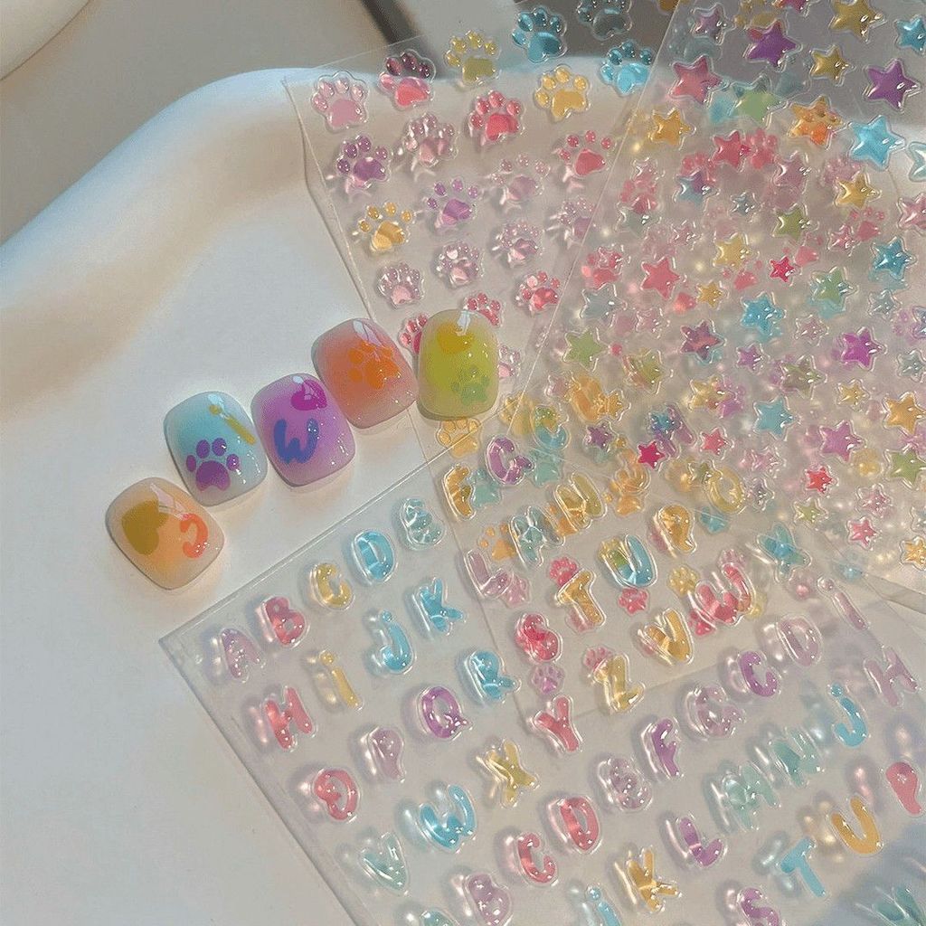 สไตล์ใหม่ Macaron Star สติกเกอร์แต่งเล็บสไตล์เยลลี่โปร่งใส Five-pointed Star Love diy ผู้ถือปากกาถ้วยน้ํา ccd