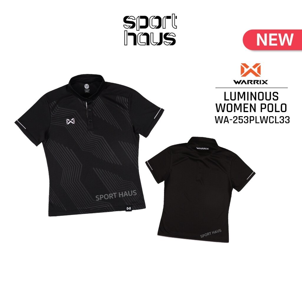 Warrix เสื้อโปโล ผู้หญิง เสื้อคอปก วอริกซ์ Women Polo รุ่น Luminous รหัส WA-253PLWCL33 ระบายอากาศ ดำ