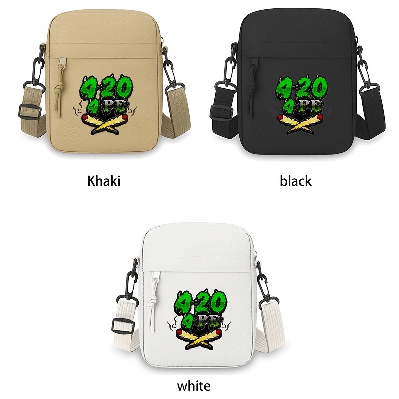 420 Graphic Mens Crossbody Bag - Sporty Oxford Shoulder Bag with Adjustable Strap, Multiple Pockets,