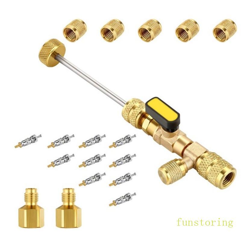 FUN วาล์ว Cores Remover วาล์ว Cores เปลี่ยนเครื่องปรับอากาศสายซ่อมเครื่องมือคู่ขนาด 1 4 5 16 สําหรับ