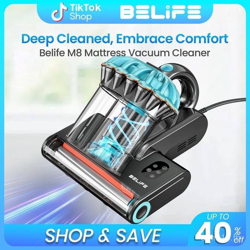เครื่องดูดฝุ่นที่นอน Belife M8 เครื่องดูดฝุ่นเตียงไรฝุ่นป้องกันสารก่อภูมิแพ้พร้อม UV & Hot Air & ควา