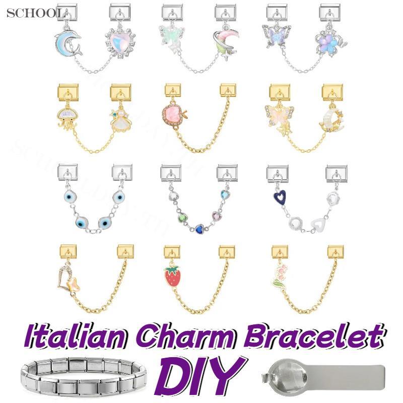 จี้ผีเสื�อคู่อิตาลี สแตนเลส ขนาด9มิลลิเมตร สร้อยข้อมือเสน่ห์สำหรับคนที่ชอบความคลássic