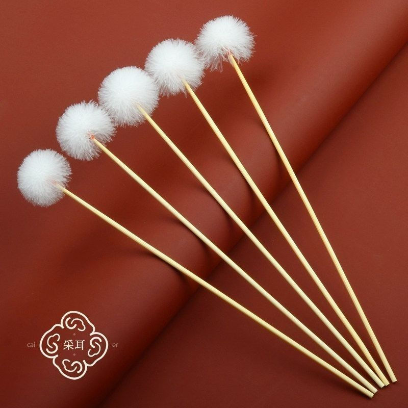 New Product#Bamboo Handle Goose Feather Stick Ear Cleaning Tool Ear Cleaning Artifact Ear Cleaning T
