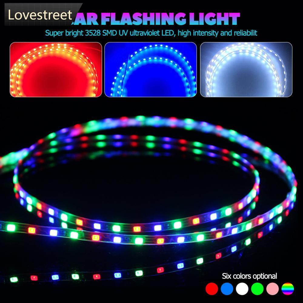 LOVIE 1 PC 60 ซม.LED Strip Light 60SMD 3528 เทปยืดหยุ่นเชือก Stripe Ray เทปโคมไฟภายในรถบรรยากาศไฟ 12