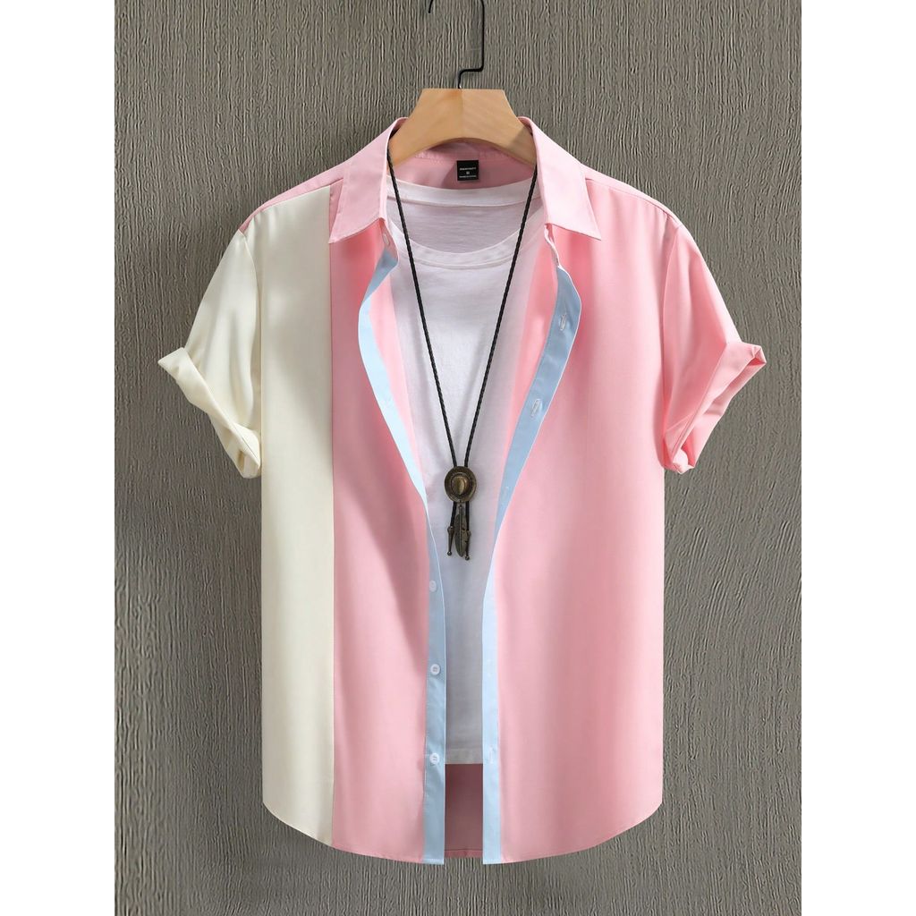 เสื้อเชิ้ตคอปกแขนสั้นดีไซน์กราฟิก สำหรับใส่ออกนอกบ้านหรือวันสบาย