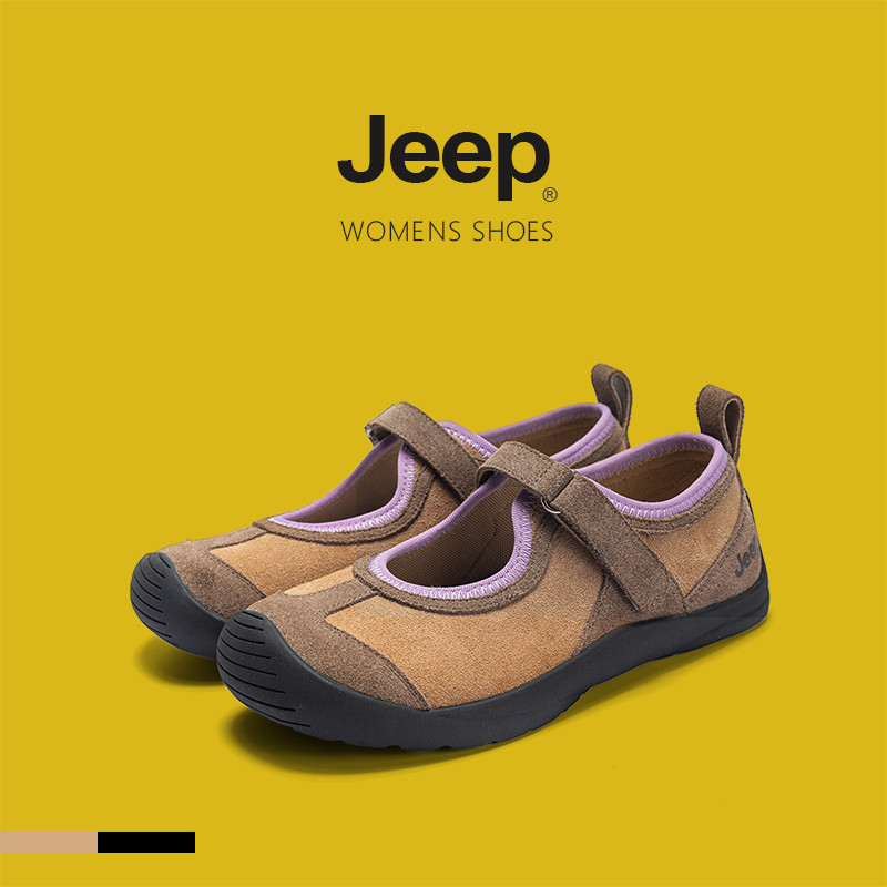JEEP JEEP รองเท้าผู้หญิงสไตล์ใหม่ Retro Flat Mary Jane รองเท้ารองเท้าส้นสูงแบบนุ่ม
