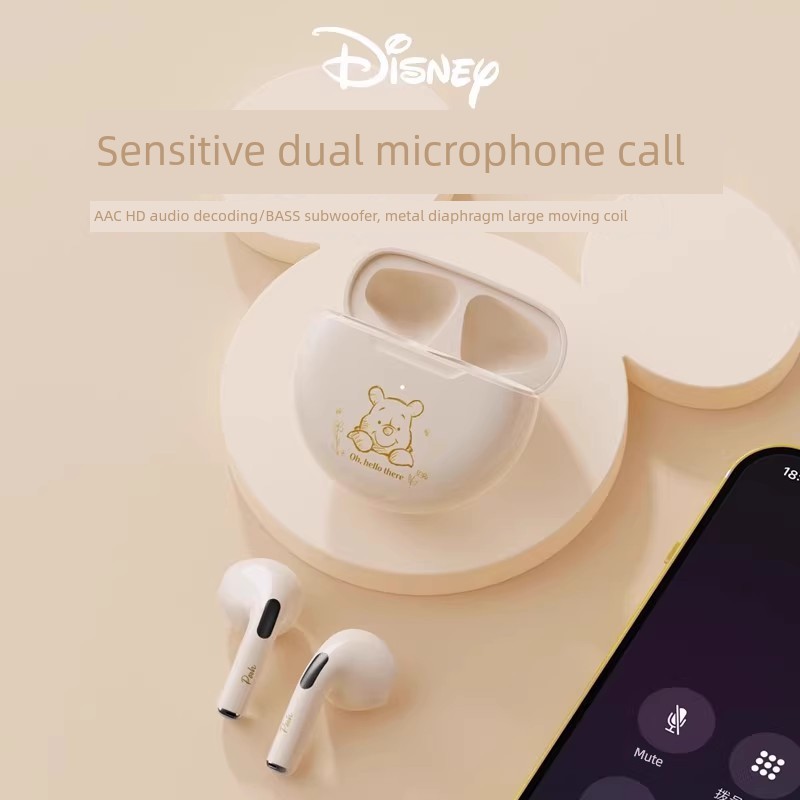 หูฟังบลูทูธ หูฟังใส่นอน Disney ของแท้ Girl Apple Huawei ชุดหูฟังบลูทูธ