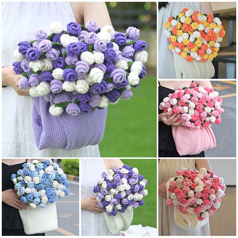 Rose Bouquet Blanket Hand Made Bouquet Nap Blankets Sofa Cover Finished Bouquet Blanket Home Supplie