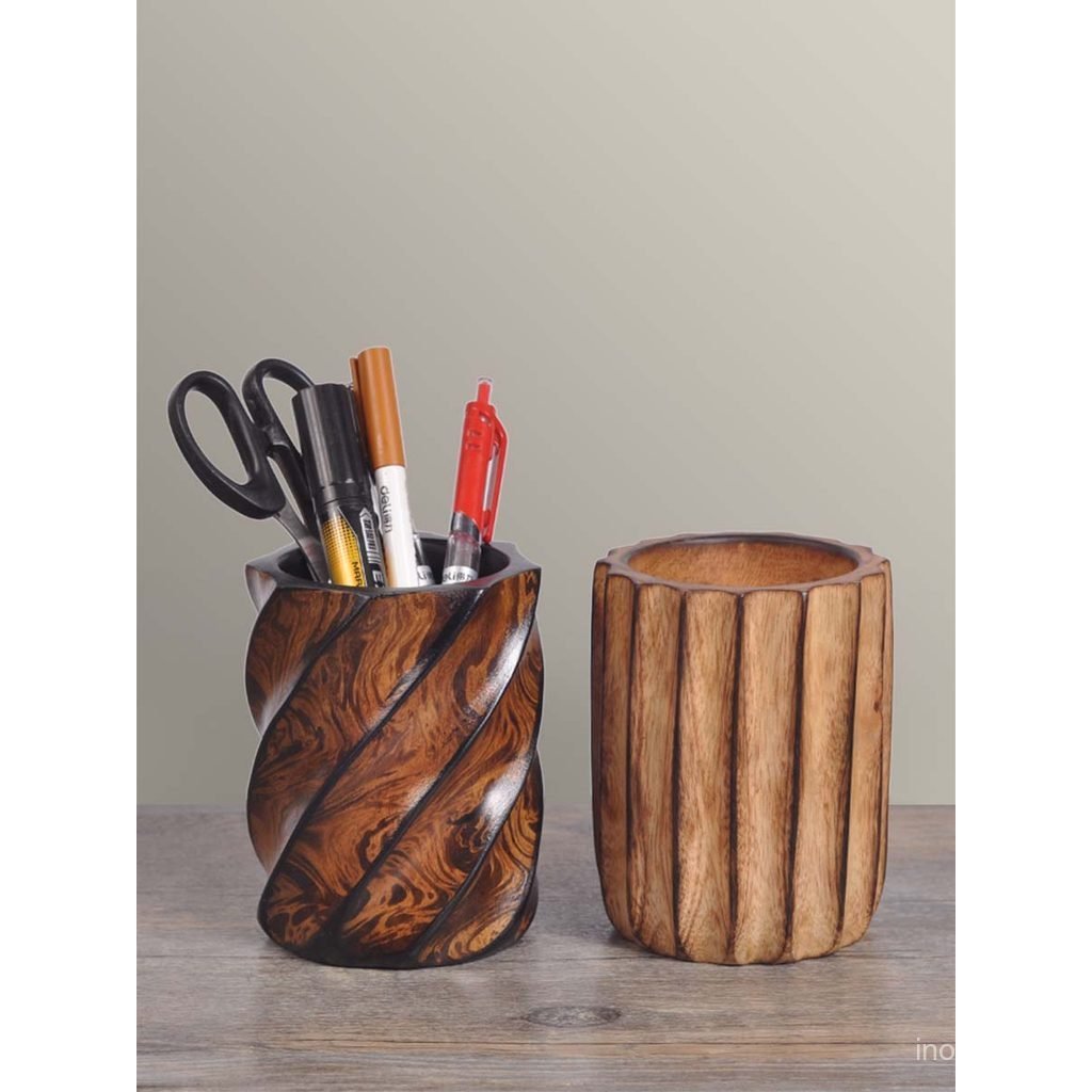 เครื่องเขียนที่เก็บปากกากล่องเก็บเดสก์ทอปผู้ถือปากกาความจุขนาดใหญ่ประเทศไทยโต๊ะไม้ผู้ถือปากกาไม้เนื้