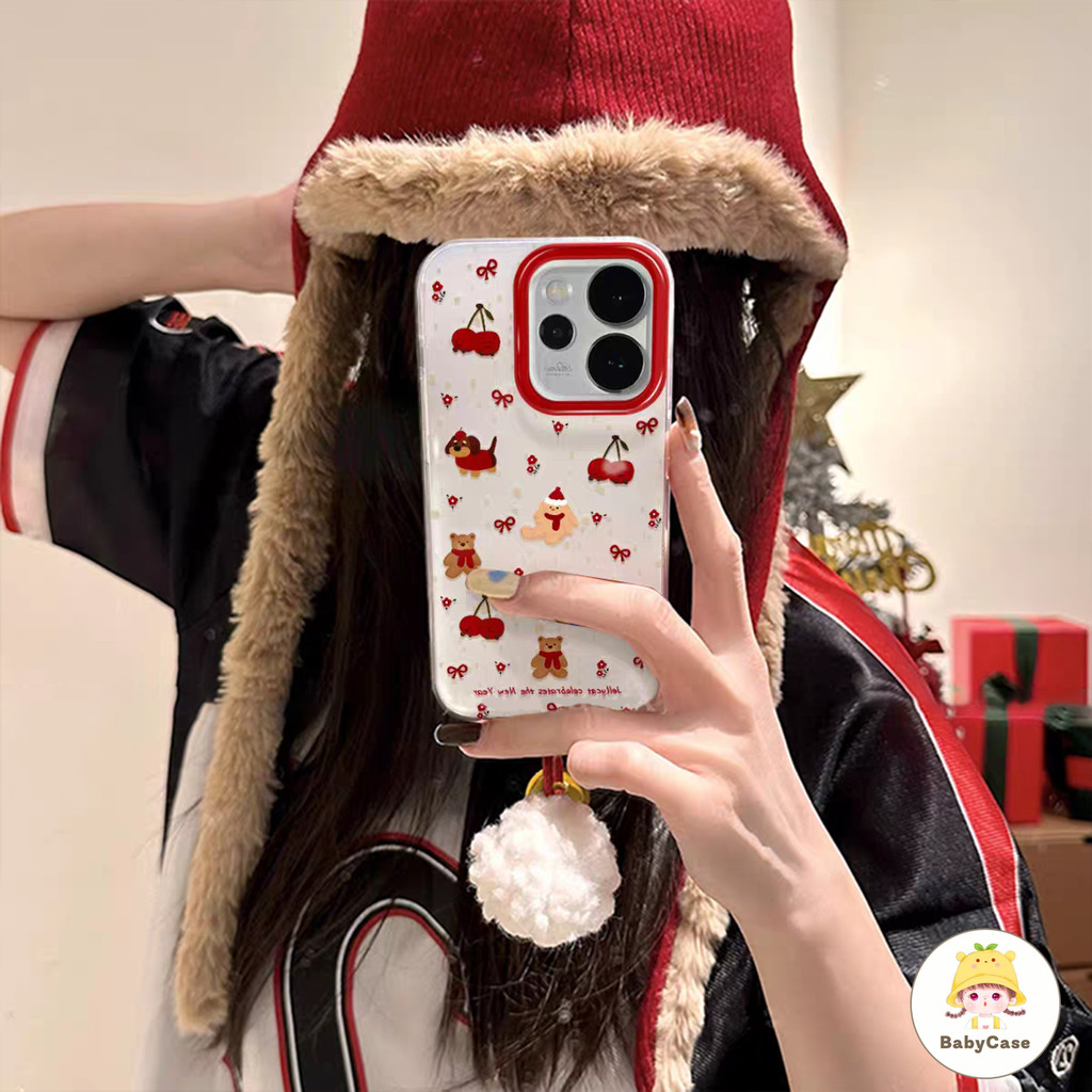 เคสไอโฟน 17 11 สำหรับ iPhone 16 15 11 17 14 13 12 Pro Max 17air 16 14 15 Plus สัตว์น่ารัก Bowknot ปก IMD ใหม่