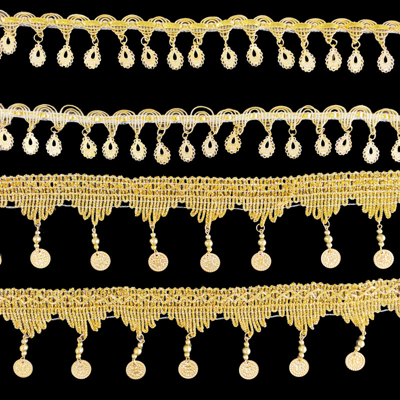 ลูกไม้ตัดริบบิ้น1หลาสีทองสําหรับจักรเย็บผ้าชุดเสื้อผ้าชายแดนผ้าปักวัสดุงานแต่งงานเย็บปักถักร้อย0.91เมตร - รูปที่ 5