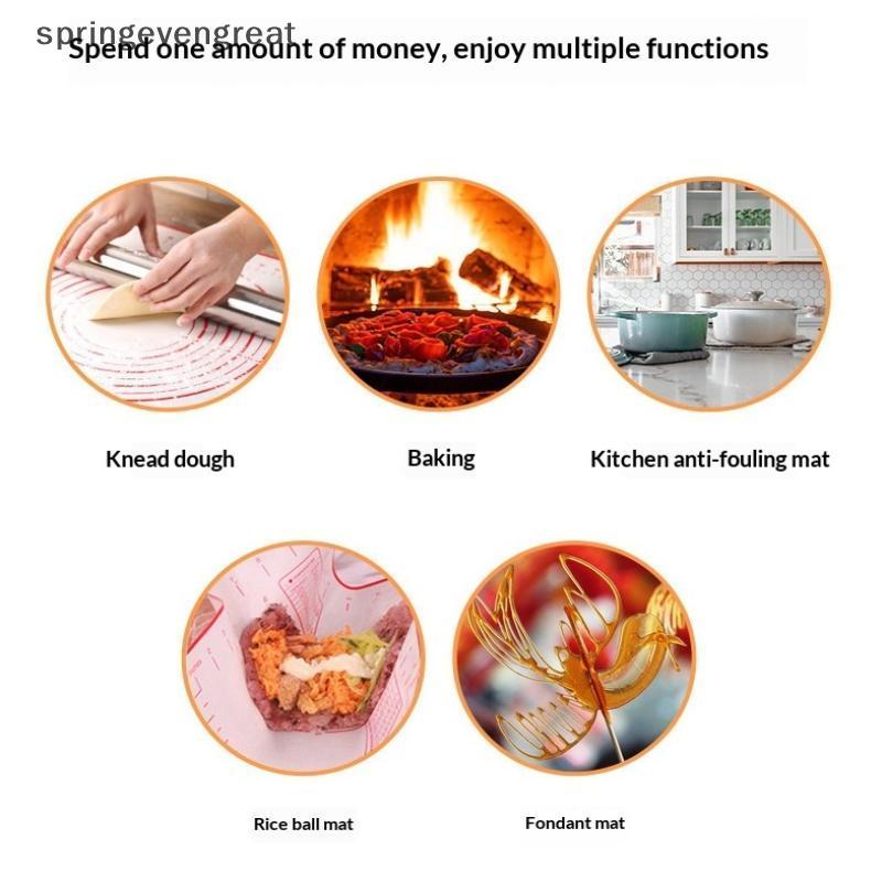Springevengreat ซิลิโคนเบเกอรี่ Mat Pastry Rolling นวด Pad ครัวเครปพิซซ่าแป้ง Non-Stick Pan Pastry M