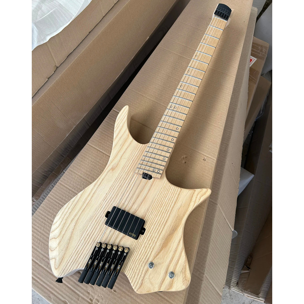 Headless ไม่มีสี Frets 6 สายกีตาร์ไฟฟ้า Maple Fretboard Fretboard Ash Body Active ปรับแต่ง