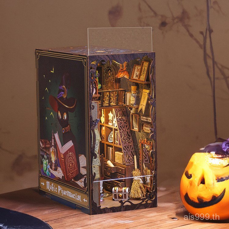G702 [คลังสินค้าพร้อมจัดส่งที่รวดเร็ว] Magic World diy ไม้ 3D Pop-up Bookends มือประกอบรุ่น Hut อาคา