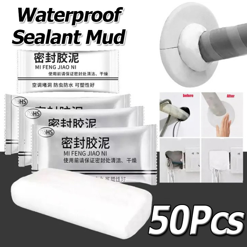 10-50 ชิ้นสีขาวกันน้ํา Sealant Mastic / Universal เครื่องปรับอากาศ Hole Repair Sealing Clay