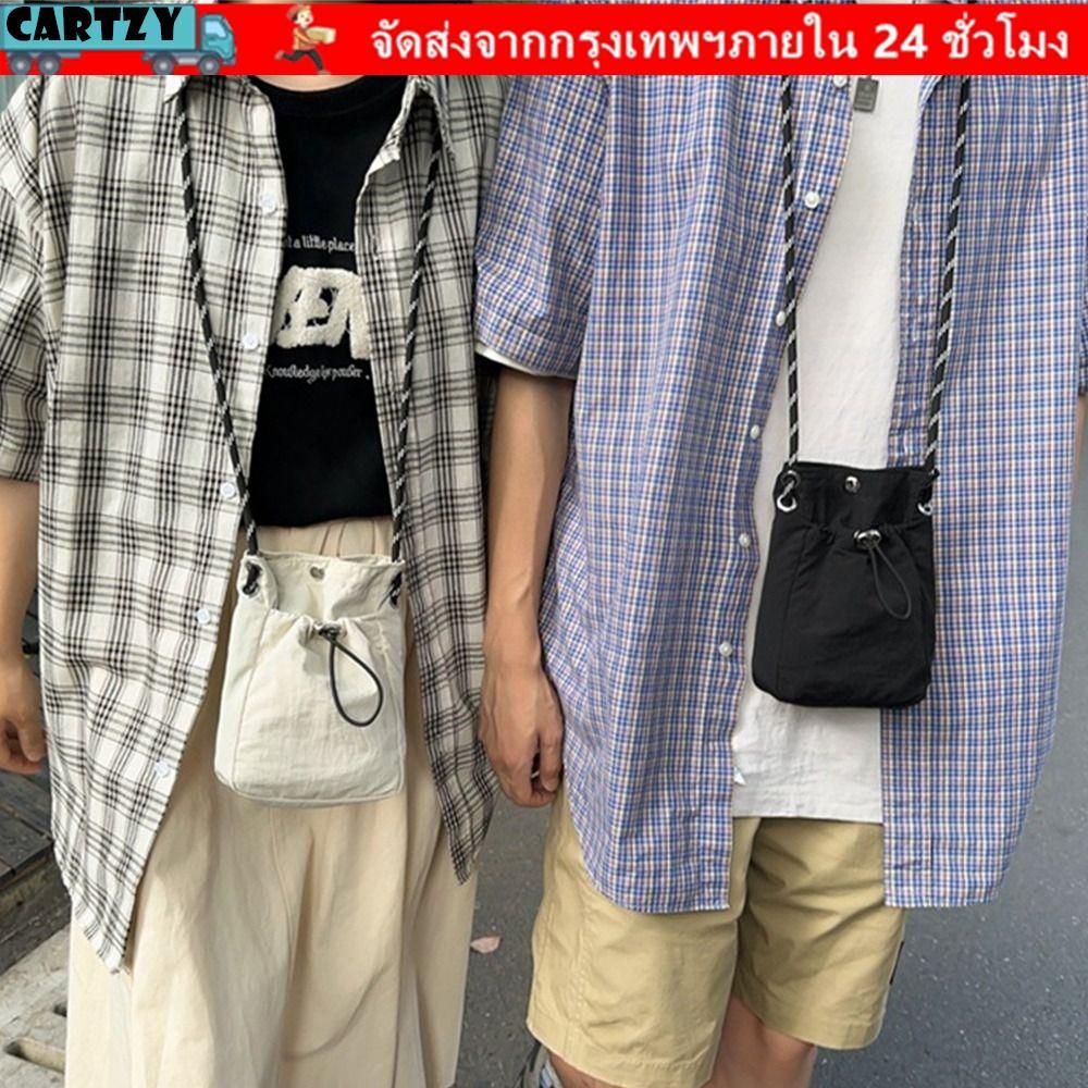 CARTZY กระเป๋าสะพายข้าง,กระเป๋า Messenger ผ้าแคนวาสสีทึบ,แฟชั่นสไตล์มินิมอลน้ําหนักเบา Totes สําหรับเด็กผู้หญิง