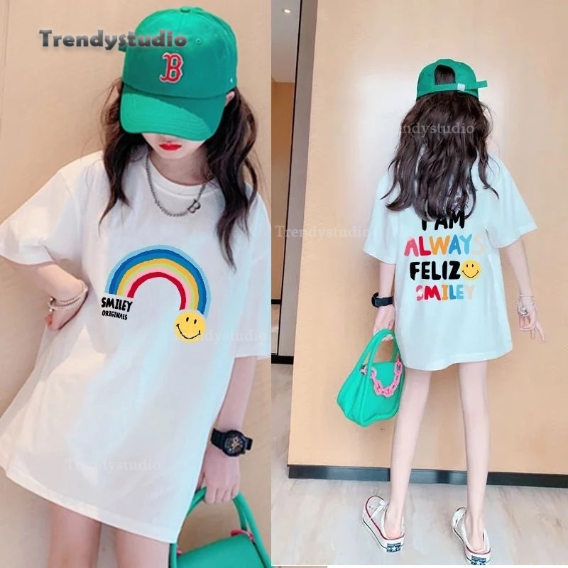 【COD】Children เสื้อยืด kids แขนสั้น top 'สายรุ้ง' t shirt แฟชั่น สไตล์เกาหลี เสื้อผ้าเด็ก girl cotton100% 2026 วันเด็ก