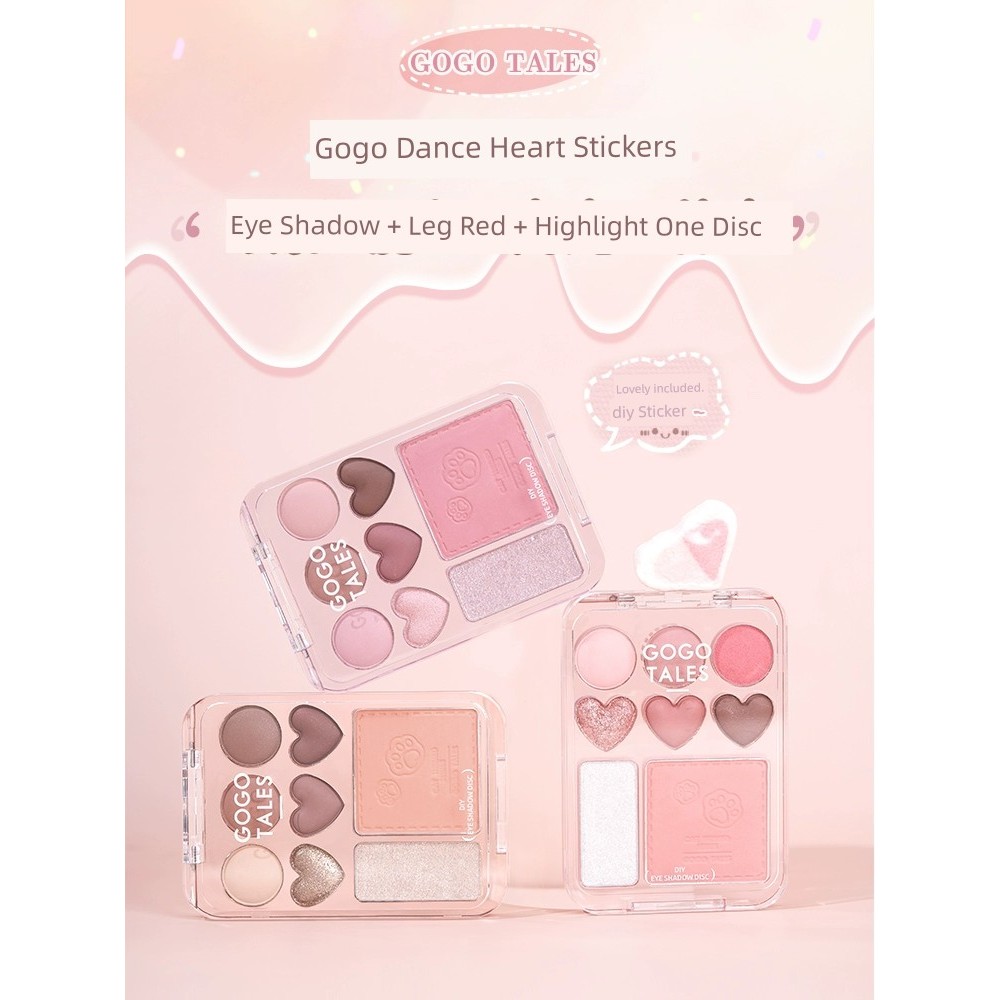 odbo บลัชออน ปัดแก้มบลัชออน Gogo Dance Heart Blush Highlight Caramel Powder Eyeshadow Palette
