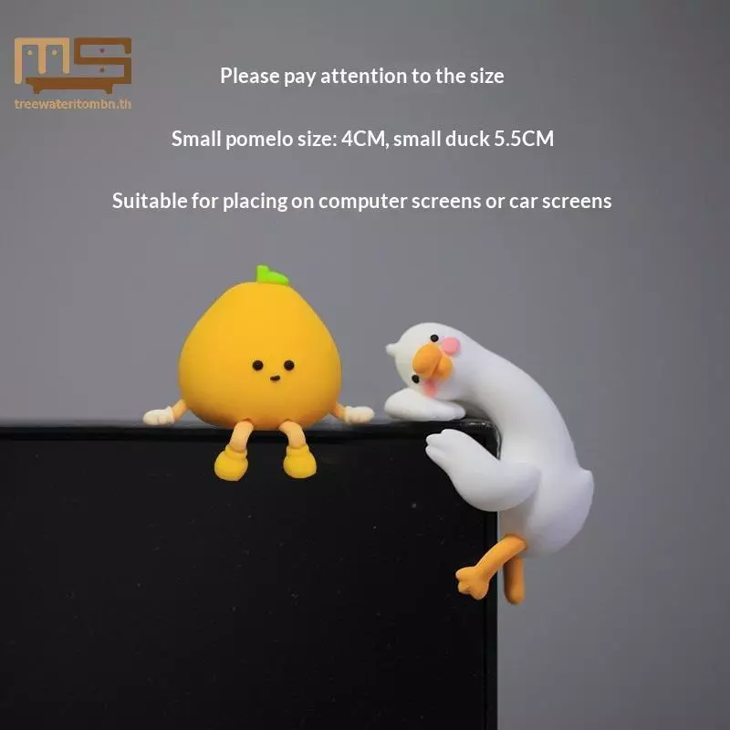 Tt 2PCS 3D เป็ด Pomelo ตุ๊กตาเรซิ่นการ์ตูนสัตว์ Decor สําหรับโต๊ะรถ Dashboard TV PC Monitor ของขวัญไอเดียเครื่องประดับขี้เล่นเด็กของขวัญ mbn