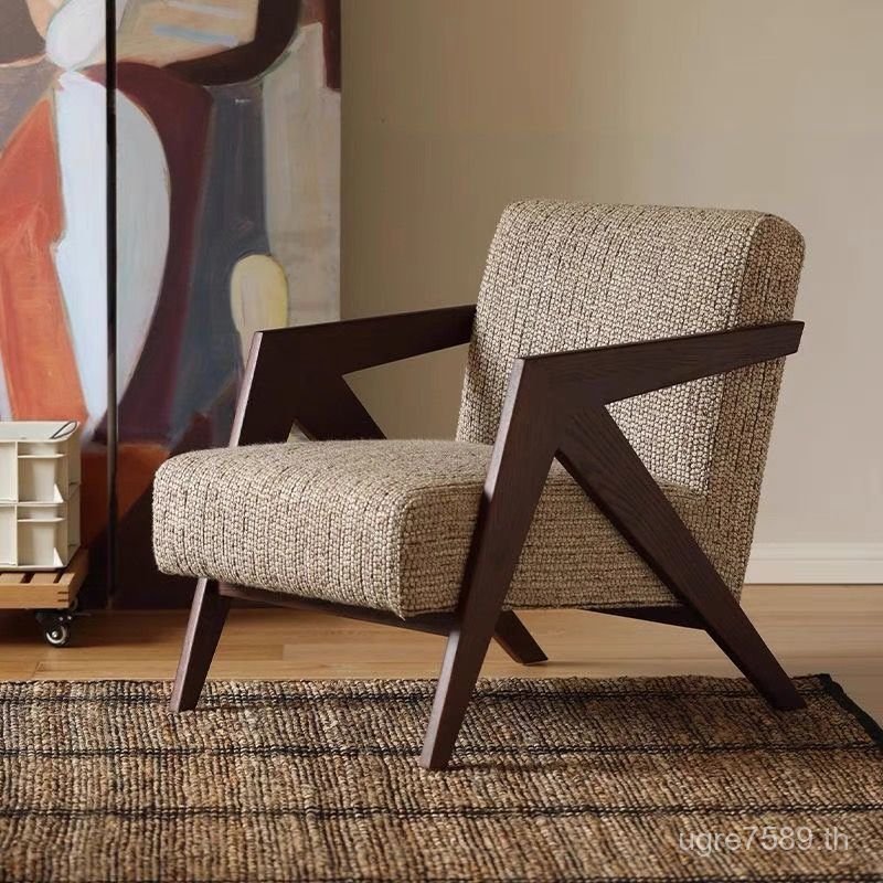 ระเบียงเก้าอี้โซฟาพักผ่อน Richard & ยุคกลางโซฟาขี้เกียจเก้าอี้ห้องนั่งเล่น J ไม้เนื้อแข็งเดี่ยว Fren