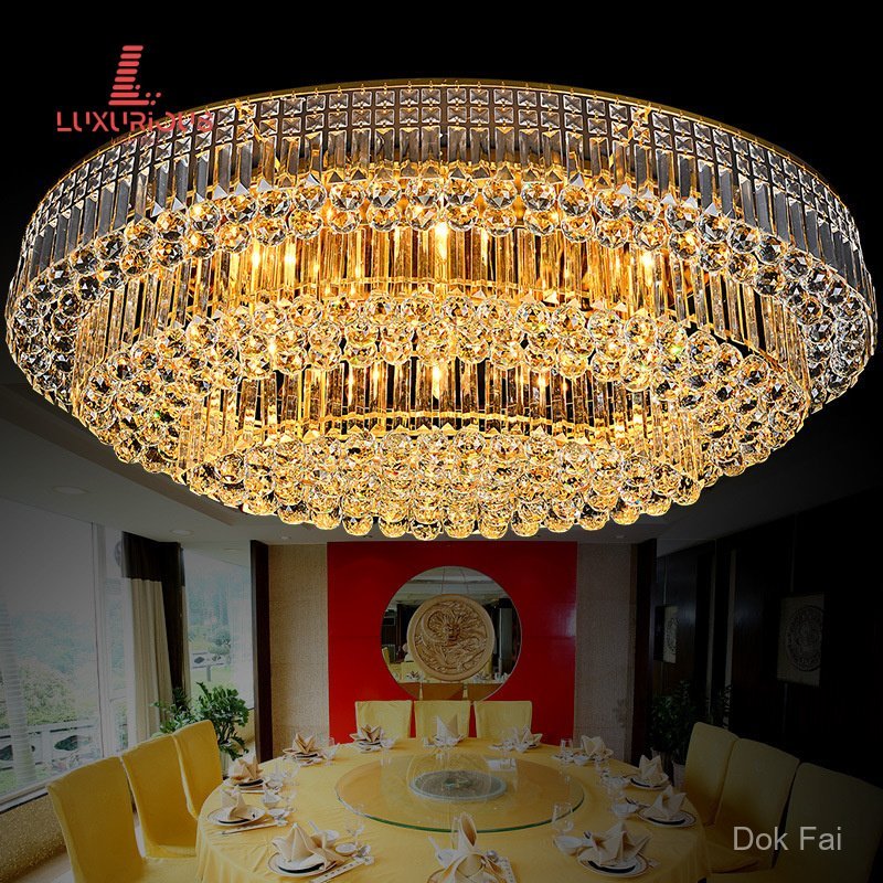Oval Large Hotel Engineering Crystal Chandelier Sales Office Lobby Villa Clubhouse Lobby Non-standar
