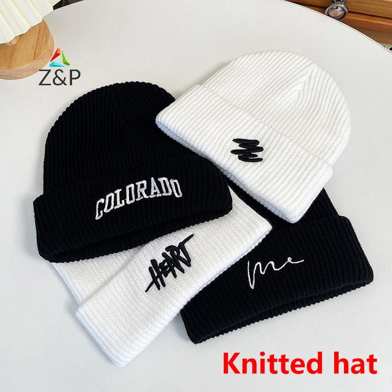 Z & P หมวกฤดูหนาวสําหรับ Unisex Beanies ถักน่ารักหมวก Lady ฤดูใบไม้ร่วงหญิงหมวกหมวกอุ่น Bonnet ผู้ชาย Casual COD